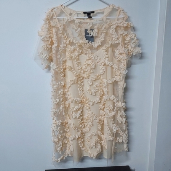 Forever 21 Dresses & Skirts - 🍑 F21 peach 2 piece mesh ruffle dress junior's L women's M NWT